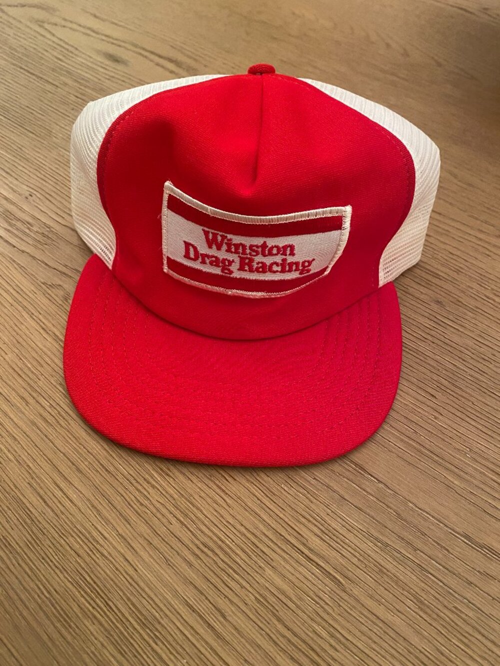 Vintage Winston Drag Racing Snapback Trucker Hat Cap One Size OS VTG White Red